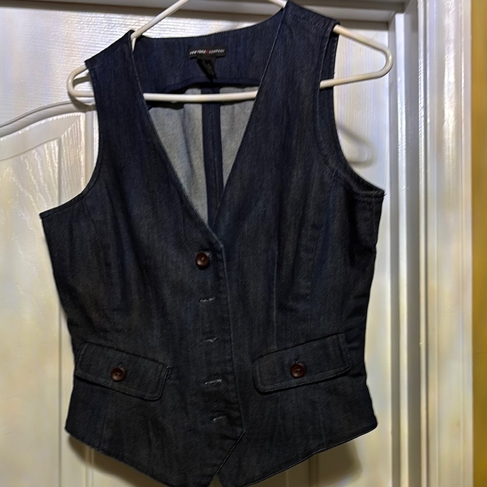 Dark Denim Button Front Vest